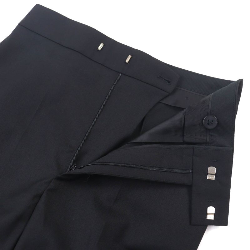 Fendi 2022 Fr6338 Wool Blend Slit Hem Pants Slacks Black 38 Made In Italy