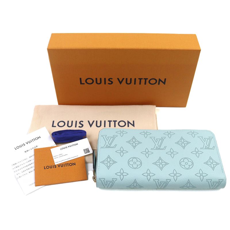 Louis Vuitton M82197 Denim Blue Monogram Mahina Zippy Wallet Round Zipper Long