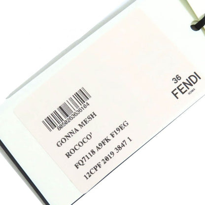 Fendi Fq7118 Mesh Design Long Skirt Tucked Flared Skirt Below Knee Length Pink