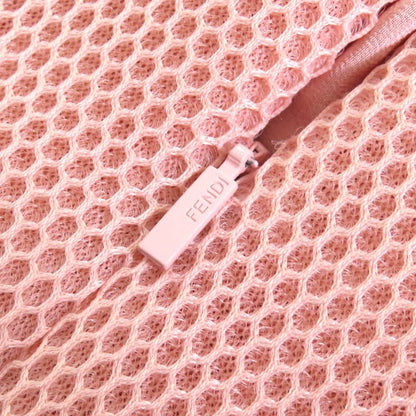 Fendi Fq7118 Mesh Design Long Skirt Tucked Flared Skirt Below Knee Length Pink