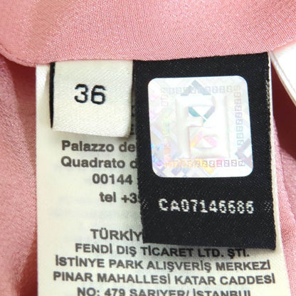 Fendi Fq7118 Mesh Design Long Skirt Tucked Flared Skirt Below Knee Length Pink