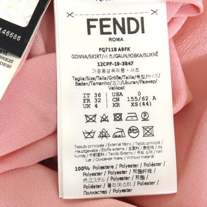 Fendi Fq7118 Mesh Design Long Skirt Tucked Flared Skirt Below Knee Length Pink