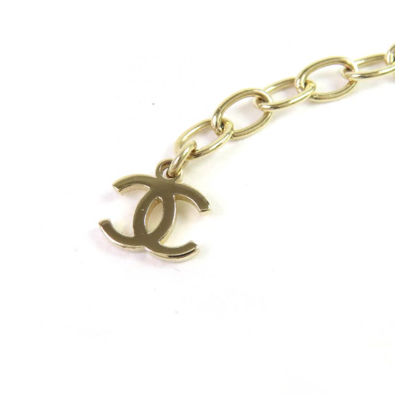 CHANEL Ab7791 L22C Coco Mark Rhinestone Strass Choker Necklace Gold With Box