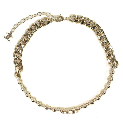 CHANEL Ab7791 L22C Coco Mark Rhinestone Strass Choker Necklace Gold With Box