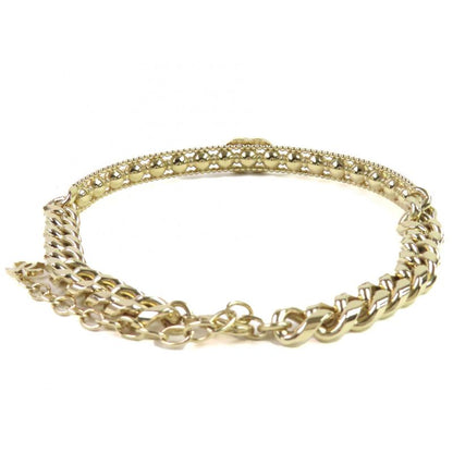 CHANEL Ab7791 L22C Coco Mark Rhinestone Strass Choker Necklace Gold With Box