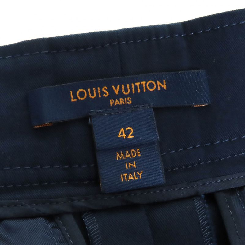 Louis Vuitton 20SS Cotton Logo Button Wide Shorts Cargo Pants Navy 42 Made In