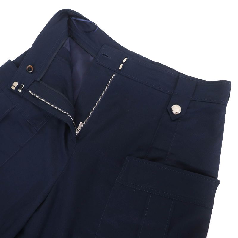 Louis Vuitton 20SS Cotton Logo Button Wide Shorts Cargo Pants Navy 42 Made In