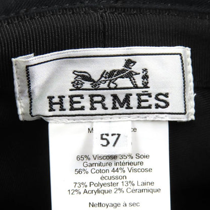 Hermes Harper H Cellier 100% Cotton Bucket Hat Black 57 Hat With Box And