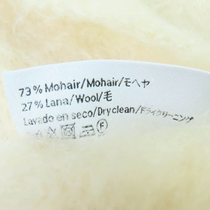 LOEWE Mohair Wool Anagram Leather Large Shawl Scarf With Patch Fringe Ivory