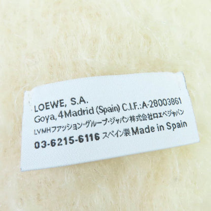 LOEWE Mohair Wool Anagram Leather Large Shawl Scarf With Patch Fringe Ivory