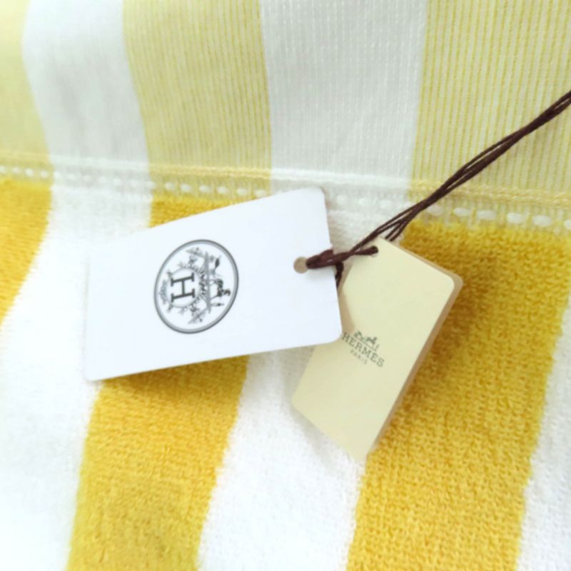 Hermes Yachting Stripe GM 100% Cotton Banana/sable Large Beach Towel With