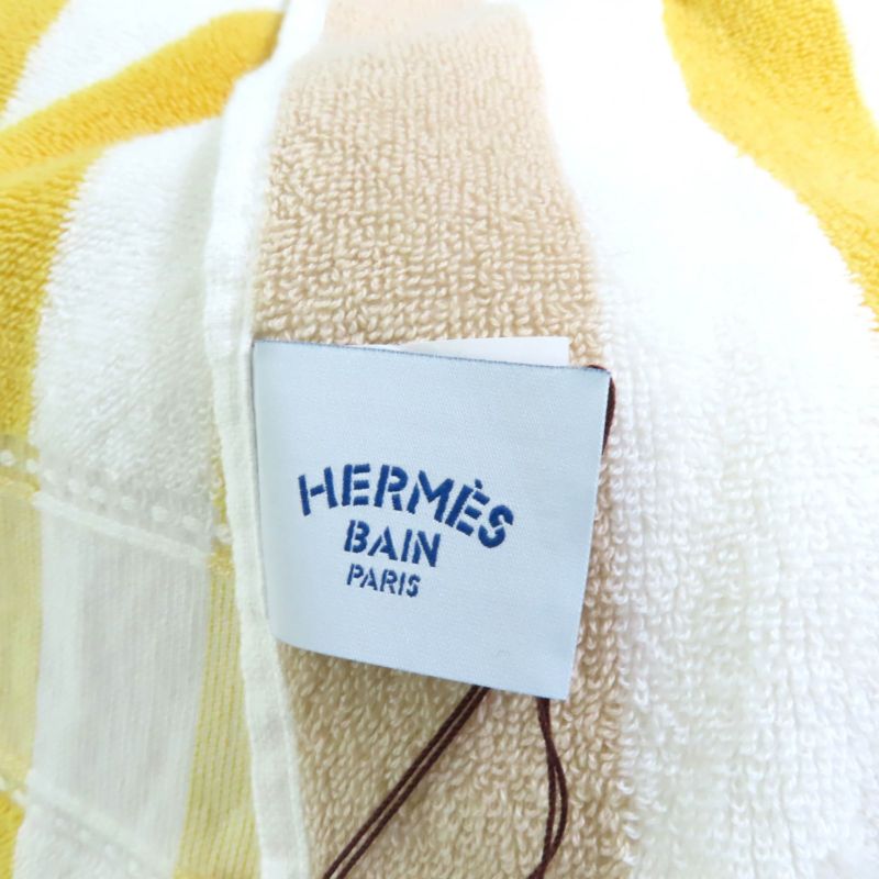 Hermes Yachting Stripe GM 100% Cotton Banana/sable Large Beach Towel With