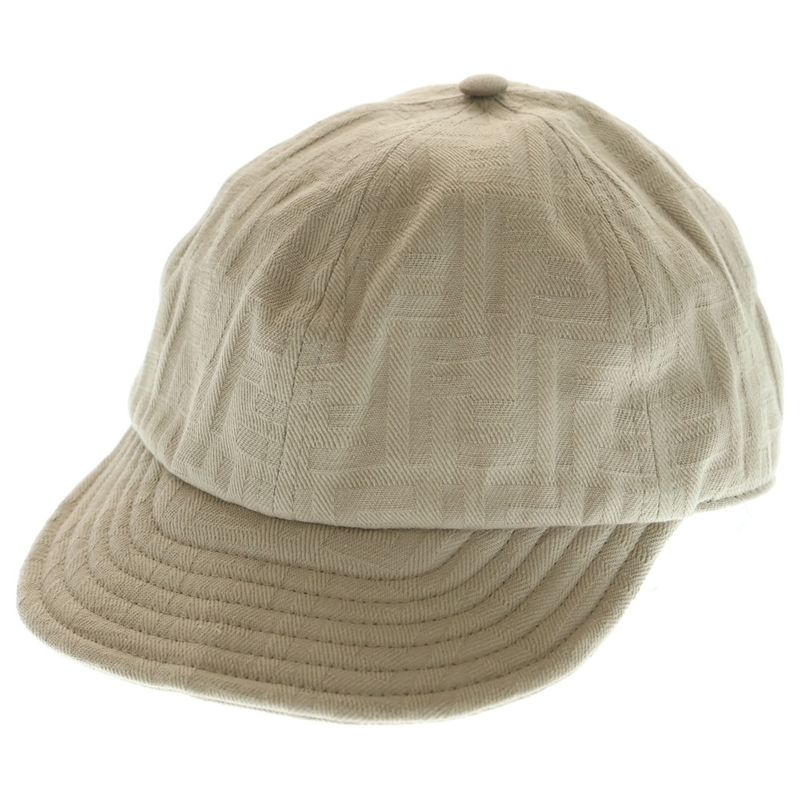 Fendi Zucca Pattern Cotton Cap Beige Fxq964 AN9U