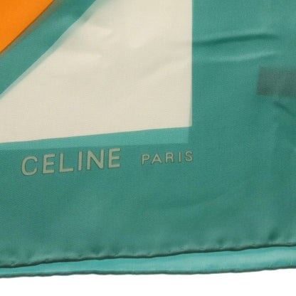 Celine Scarf Handkerchief Light Blue And Orange