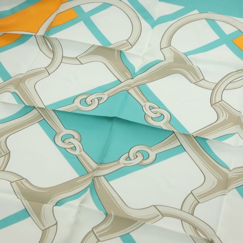 Celine Scarf Handkerchief Light Blue And Orange