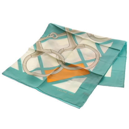Celine Scarf Handkerchief Light Blue And Orange