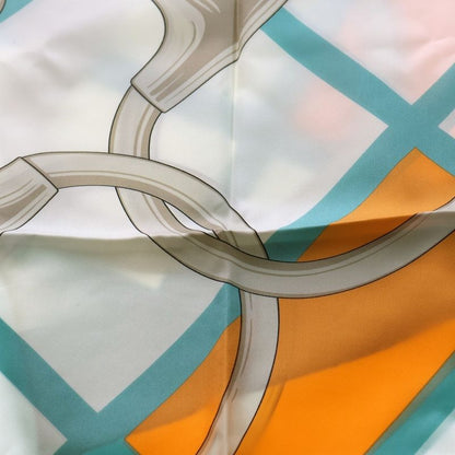 Celine Scarf Handkerchief Light Blue And Orange