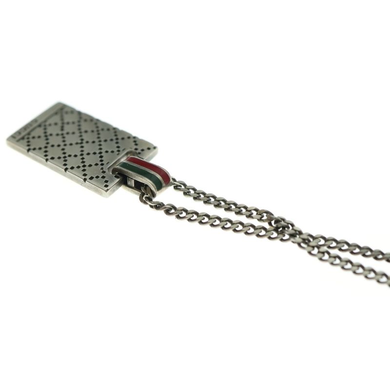 Gucci Diamante Motif Pendant Necklace Silver 310481