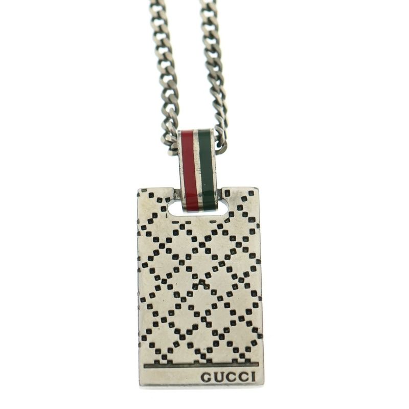 Gucci Diamante Motif Pendant Necklace Silver 310481