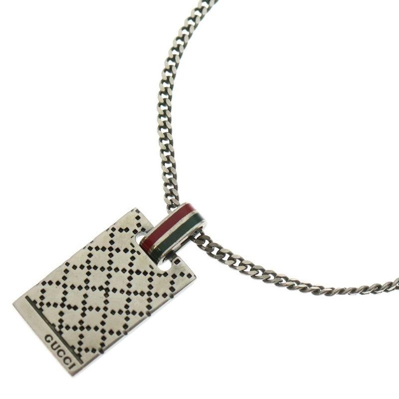 Gucci Diamante Motif Pendant Necklace Silver 310481