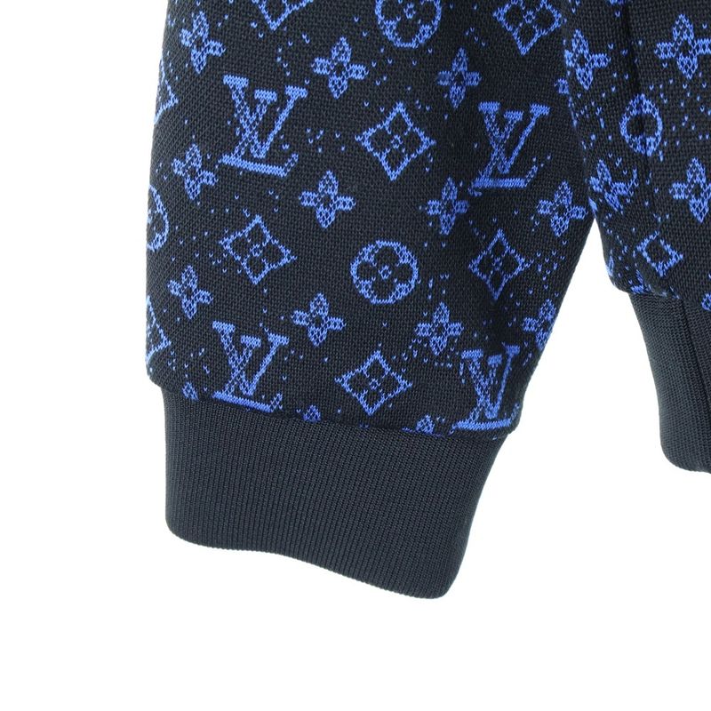 Louis Vuitton 23SS Monogram Pattern Zip-up Sweatshirt Hoodie Black/blue Rm2319