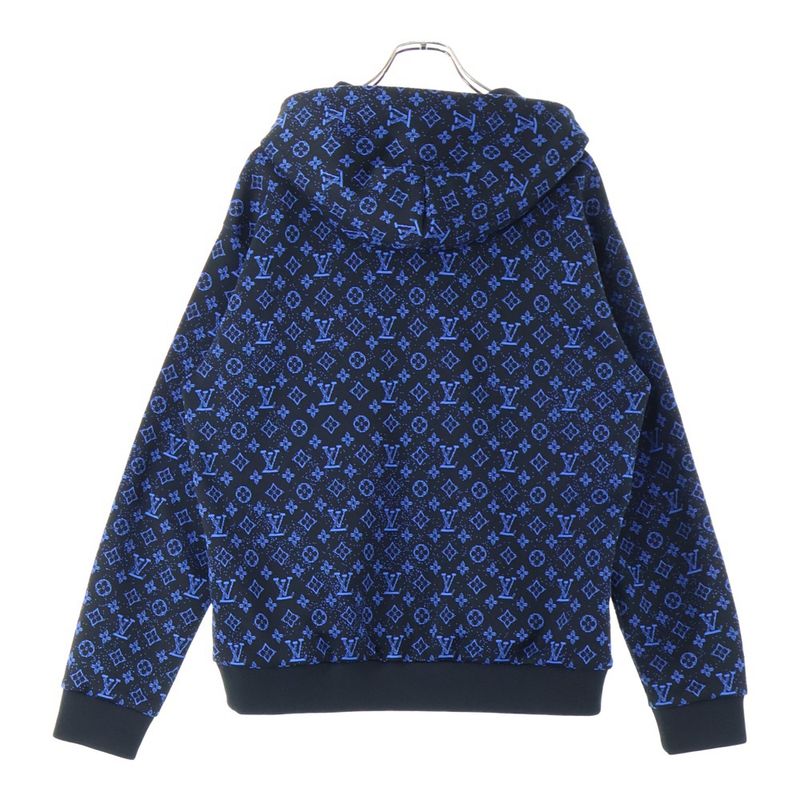 Louis Vuitton 23SS Monogram Pattern Zip-up Sweatshirt Hoodie Black/blue Rm2319