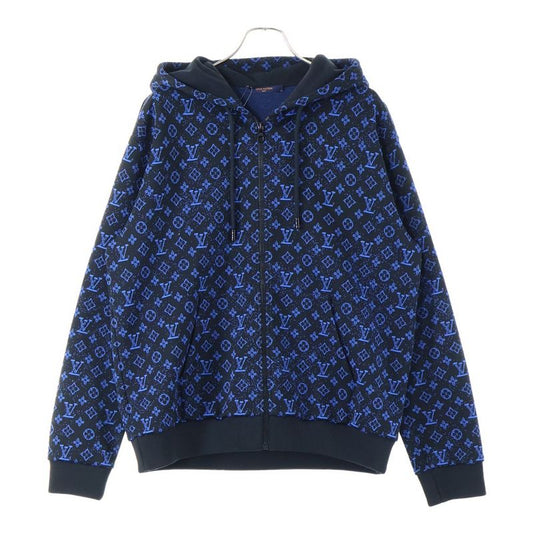 Louis Vuitton 23SS Monogram Pattern Zip-up Sweatshirt Hoodie Black/blue Rm2319