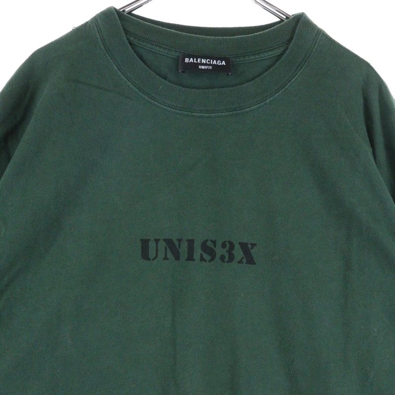 Balenciaga 20SS Unisex Print Tee Front Print Layered Short-sleeved T-shirt Cut