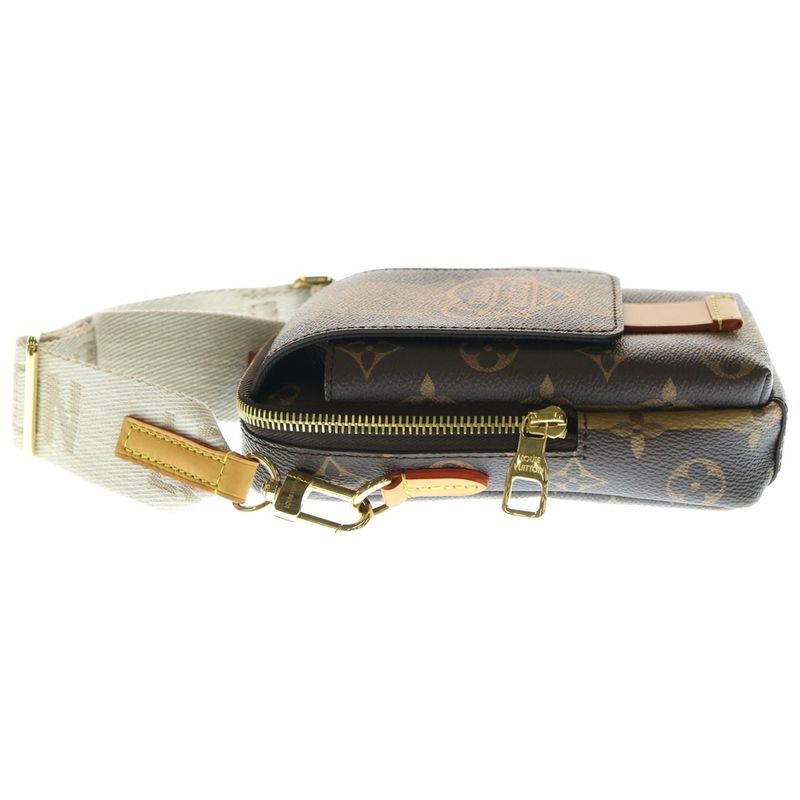 Louis Vuitton LV Squared Double Phone Pouch Shoulder Bag Leather Brown M81005