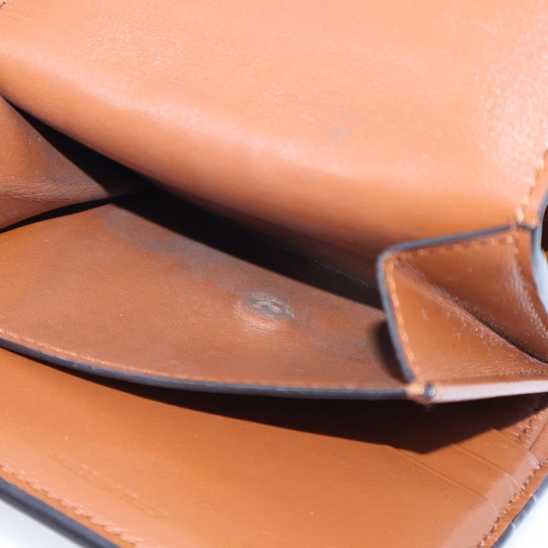 Celine Triomphe Compact Wallet Trifold Coin Case Brown And Beige Leather And