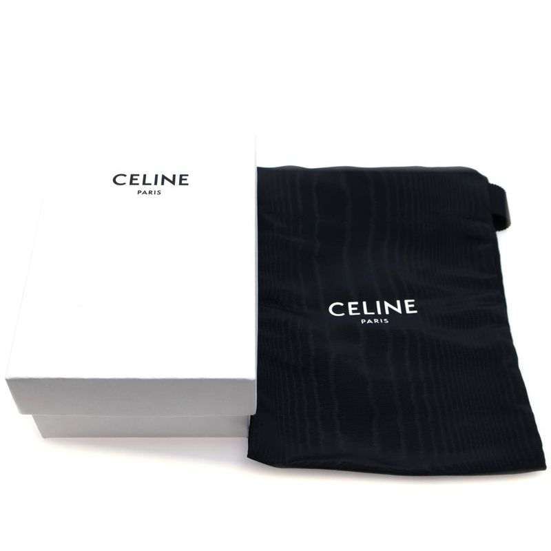 Celine Triomphe Compact Wallet Trifold Coin Case Brown And Beige Leather And