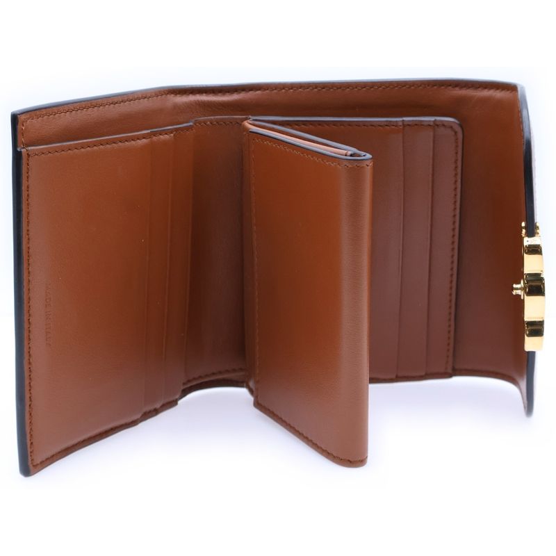 Celine Triomphe Compact Wallet Trifold Coin Case Brown And Beige Leather And