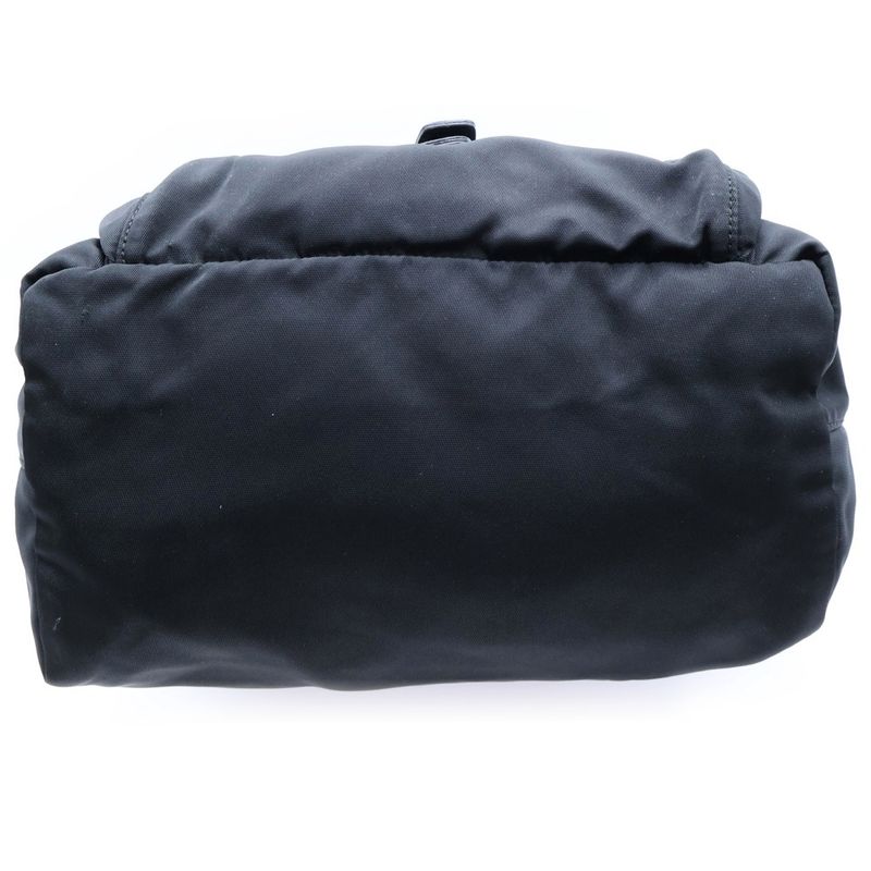 Prada Tessuto Nylon Leather Triangle Logo Plate Shoulder Bag Silver Hardware