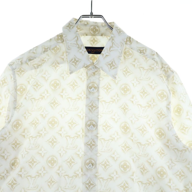 Louis Vuitton 23AW Monogram Sand Pattern Print Long Sleeve Shirt White/beige