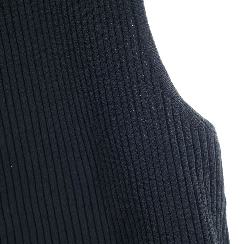 Chanel 02P Spring Collection Metal Logo Plate Rayon Ribbed Knit Sleeveless Tank