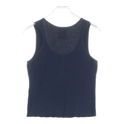 Chanel 02P Spring Collection Metal Logo Plate Rayon Ribbed Knit Sleeveless Tank
