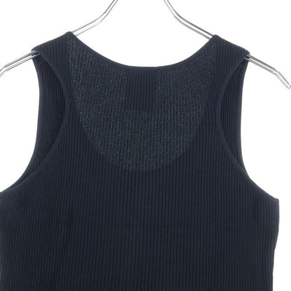 Chanel 02P Spring Collection Metal Logo Plate Rayon Ribbed Knit Sleeveless Tank