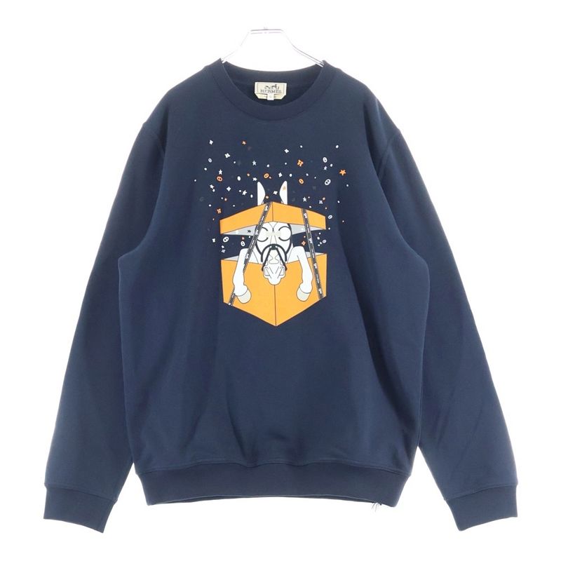 Hermes 24SS Boite Surprise Boite Surprise Horse H Logo Print Crew Neck Pullover