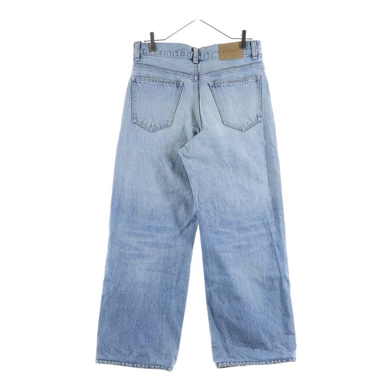 Celine Wide Leg Golden Harmony Washed Straight Denim Pants Jeans Indigo