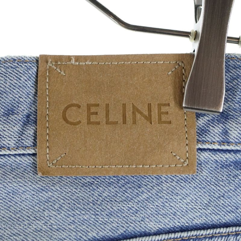 Celine Wide Leg Golden Harmony Washed Straight Denim Pants Jeans Indigo