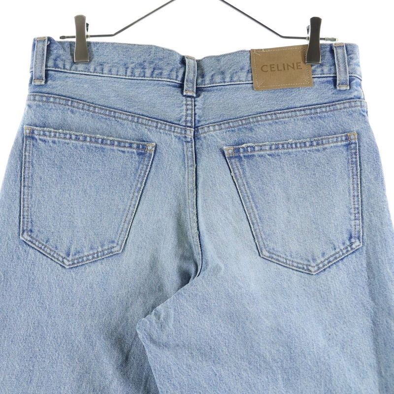 Celine Wide Leg Golden Harmony Washed Straight Denim Pants Jeans Indigo