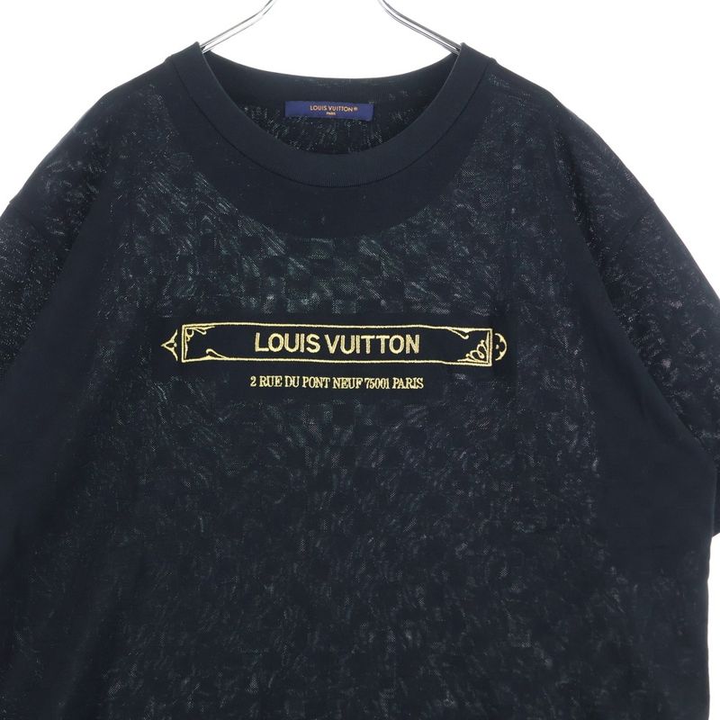 Louis Vuitton 25AW Embellished Damier Piqué Logo Embroidery Crew Neck Short