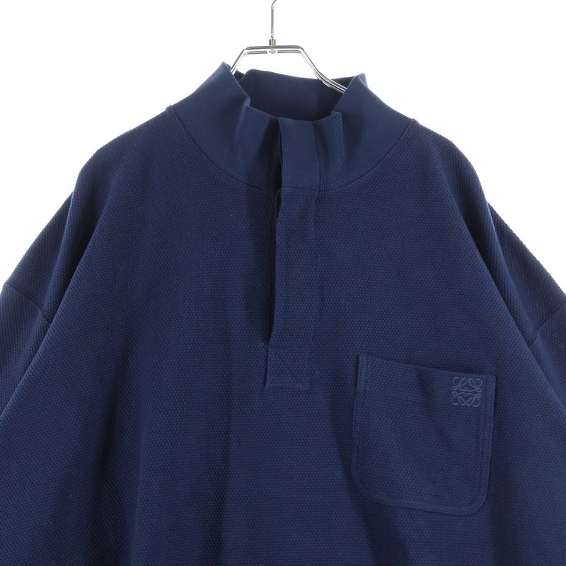 Loewe Anagram Logo Embroidered Deer High Neck Stand Collar Long Sleeve Polo