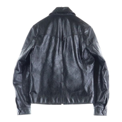 Saint Laurent Paris 20SS Opera Wash Leather Zip-up Trucker Jacket Black 611050