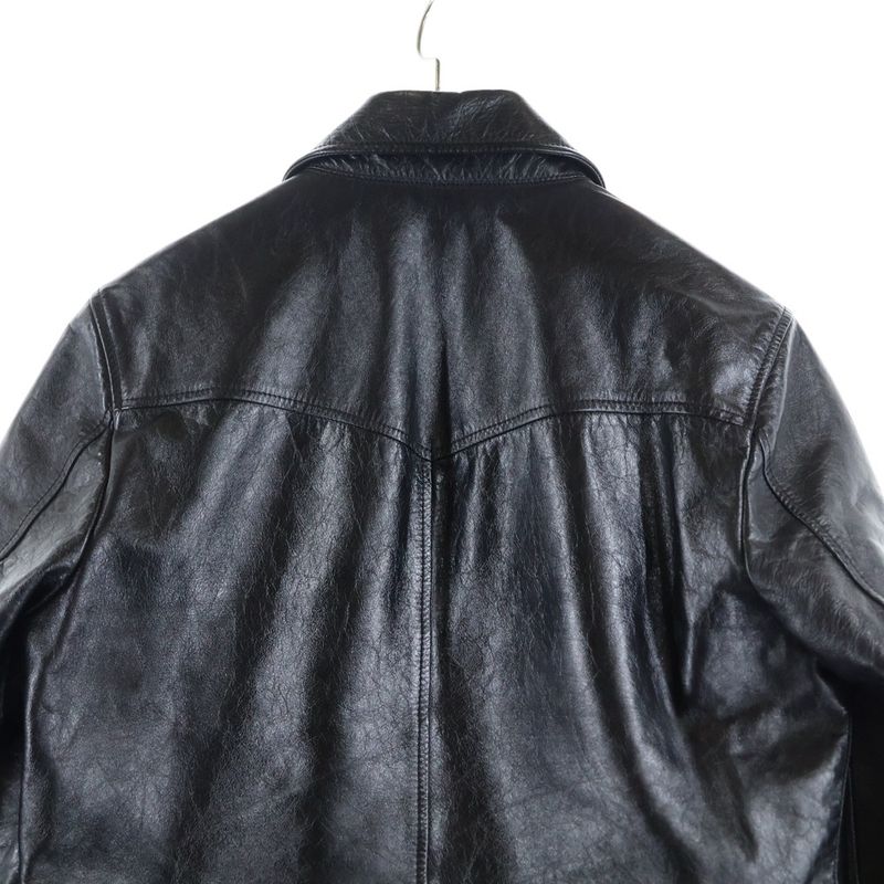 Saint Laurent Paris 20SS Opera Wash Leather Zip-up Trucker Jacket Black 611050