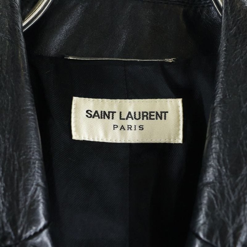 Saint Laurent Paris 20SS Opera Wash Leather Zip-up Trucker Jacket Black 611050