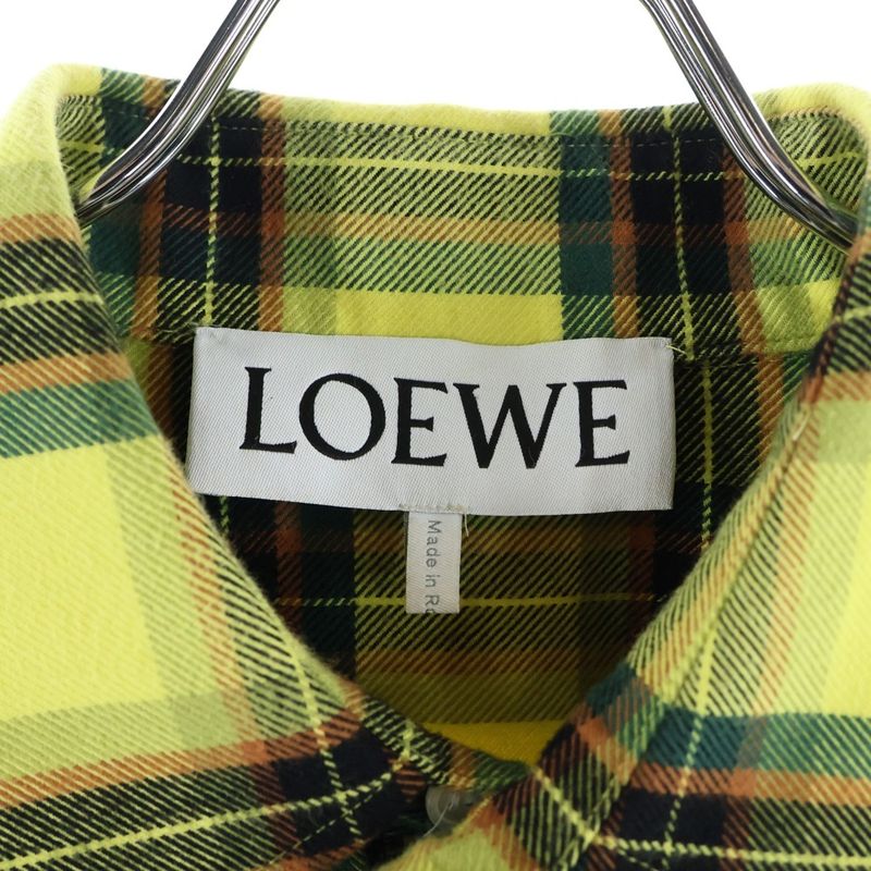 Loewe 21AW Check Oversized Shirts Oversized Flannel Cotton Zip-up Long Sleeve