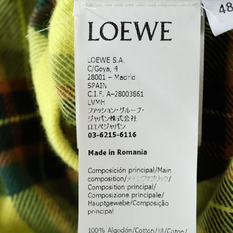 Loewe 21AW Check Oversized Shirts Oversized Flannel Cotton Zip-up Long Sleeve