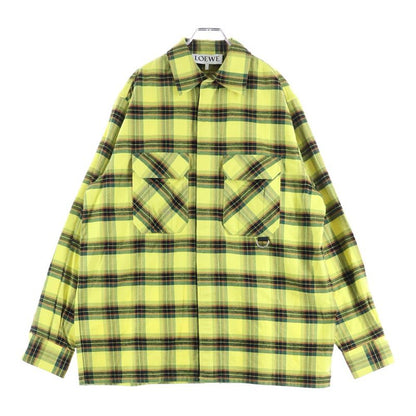 Loewe 21AW Check Oversized Shirts Oversized Flannel Cotton Zip-up Long Sleeve