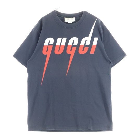 Gucci 19SS Blade Logo Print Crew Neck Short Sleeved T-shirt Cut And Sewn Black